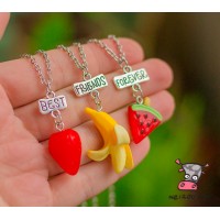 Кулон для троих друзей "Best Friends Forever. Фруктовый смузи. Цена за набор
